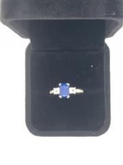 Sapphire Lady's Stone & Diamond Ring 4 Diamonds .50 Carat T.W. 10K White Gold